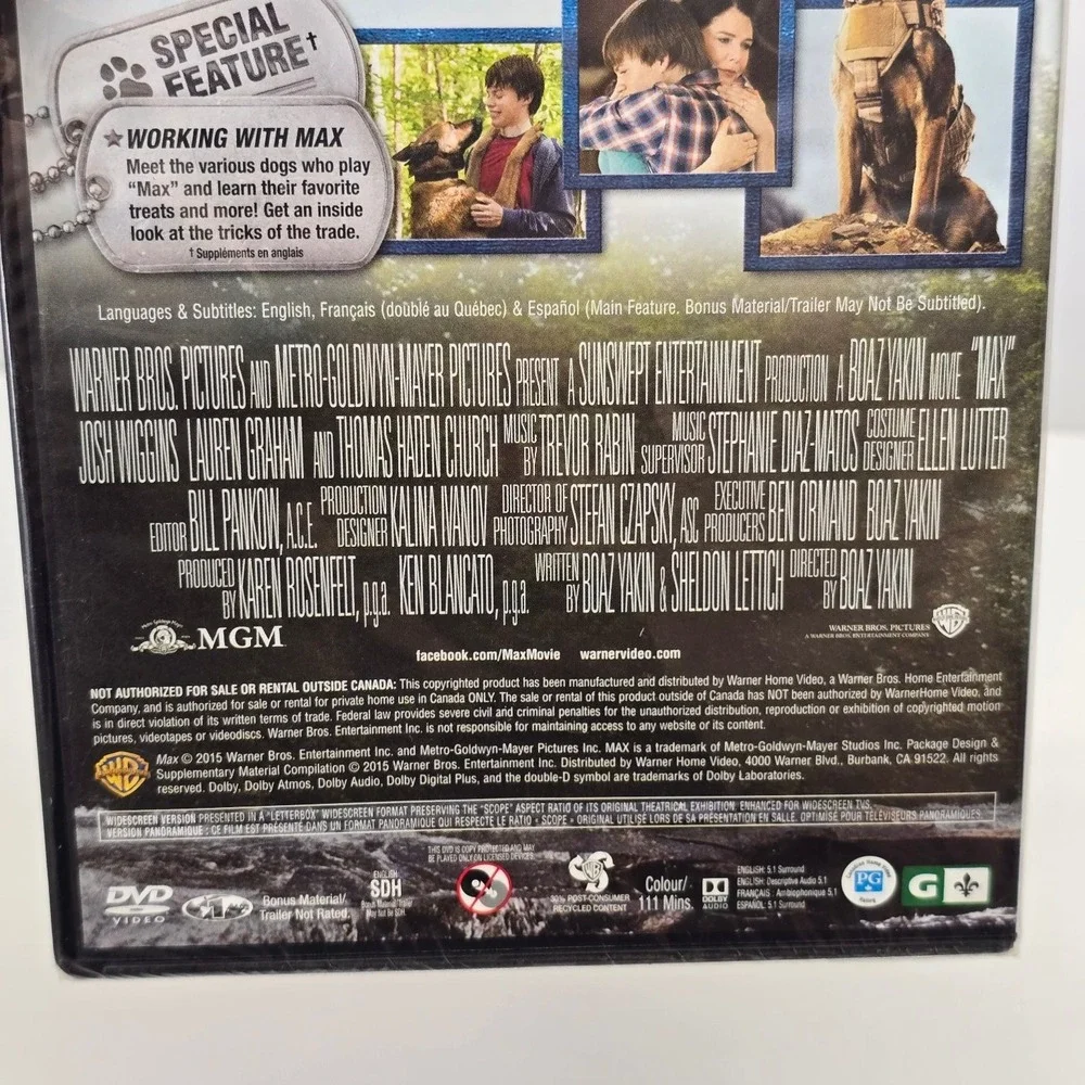 MAX DVD 2015 Josh Wiggins Lauren Graham Boaz Yakin Special Feature - Picture 4 of 4